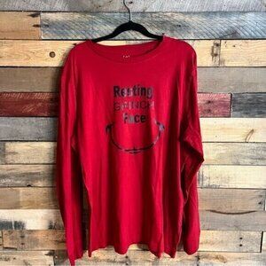 Resting Grinch Face Red Long Sleeve Tee Size‎ XL